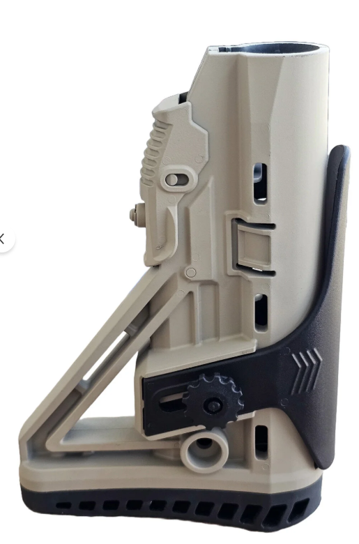 TAM12 Teleskopik Amortisörlü Taktik Dipçik – Ayarlanabilir Av Tüfeği Dipçiği Tan/Siyah